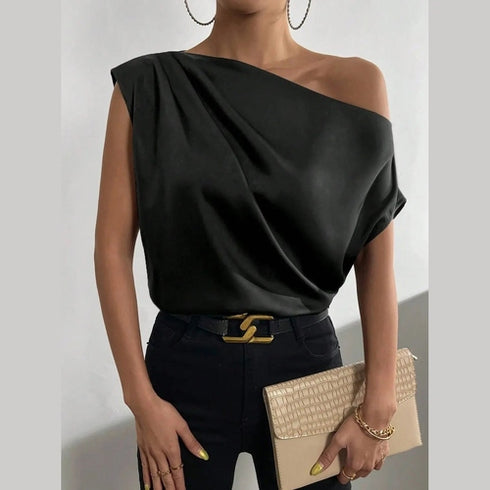 'Ceridwen' Rushed Off Shoulder Blouse - Celes Fashion